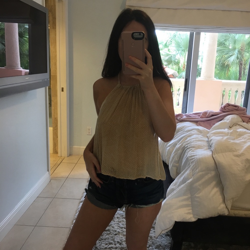 Blue life printed halter top